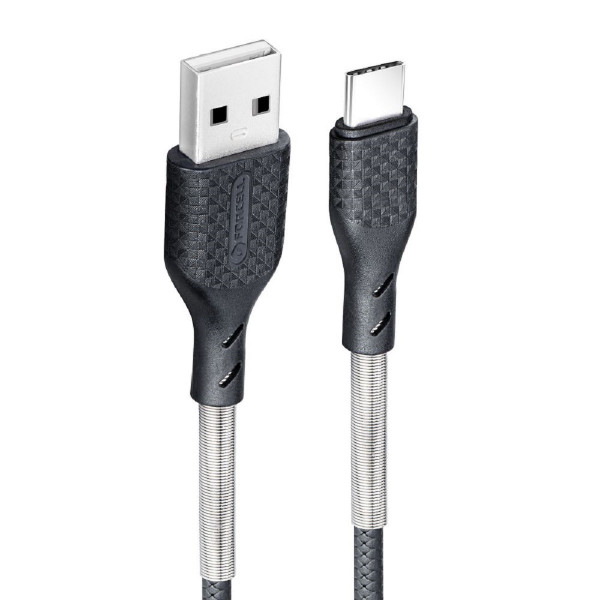 FORCELL Carbon Ladekabel USB zu Typ C 2.0 2,4A CB-02A zum Aufladen und zur Datenübertragung Schwarz 1 Meter