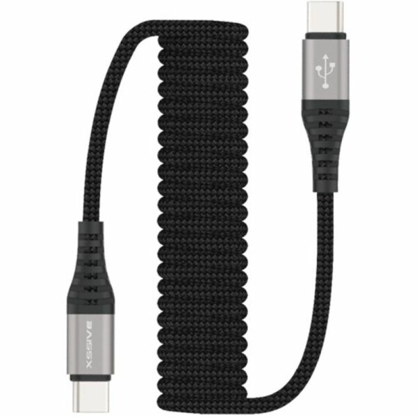 1,5 m Lade- und Datenkabel USB-C zu USB-C Strechable geflochten