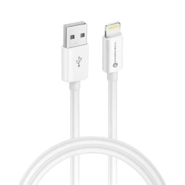 FORCELL Kabel USB A zu iPhone-Anschluss 8-polig MFi 2,4A/5V 12W C703 Schnelles Aufladen und Datenübertragung 1m Weiß