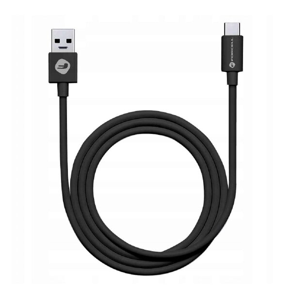 FORCELL Ladekabel USB zu Typ C 3.0 3A C398 TUBE Schwarz schnelles und sicheres Aufladen 1 Meter