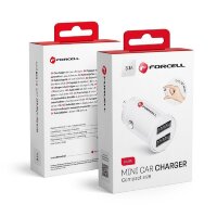 FORCELL KFZ-Ladegerät Auto-Ladegerät Mini 2x USB-Anschluss 3,1A CC-SJ02 KFZ-Adapter Weiß