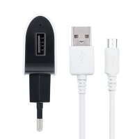 Forcell NETZ-Ladegerät Micro USB UNIVERSAL 1A (abnehmbar Kabel) Überhitzung und Stoßspannungen Weiß-Schwarz