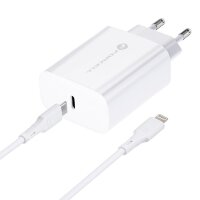 Forcell NETZ-Ladegerät mit USB Typ C und iPhone-Anschluss Ladekabel - 3A 20W Anschluss mit PD und Quick Charge 4.0