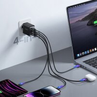 Joyroom Ladegerät GaN 67W 4 Ports (2x USB, 2x USB C) schwarz (TCG02) + Kabel USB C - USB C 100W 1,2m