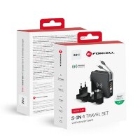 Forcell Multifunktionsladegerät 5in1 PD 20W mit USB Typ C/iPhone-Anschluss 10000mAh Powerbank und 15W drahtlosem Laden