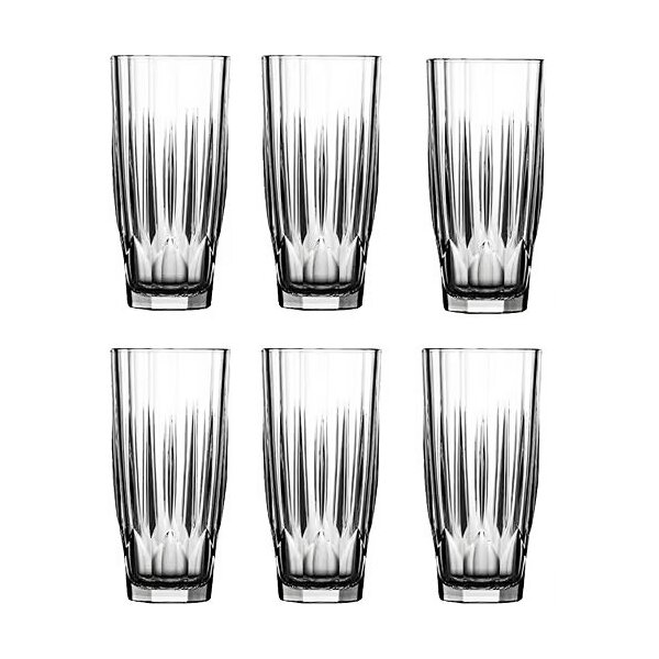 6er Set Pasabahce Longdrinkgläser Dajar Glas Diamond Gläser-Set transparent