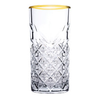 Pasabahce TIMELESS 520205 4er Set Wassergläser Lang 365 ml Gläser-Set Saft Cocktailglas GOLD