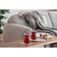 Pasabahce Timeless Teeglas Set 12 Teilig mit Untertassen 132ml aus Glas transparent