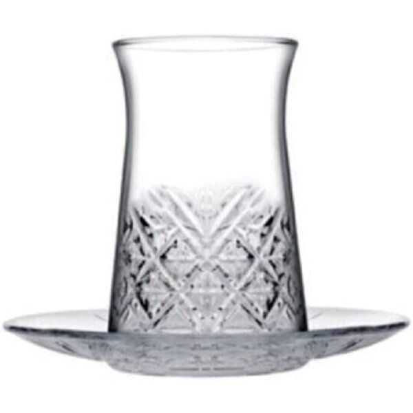 Pasabahce Timeless 96991 Teeglas Set 12 Teilig mit Untertassen 132ml aus Glas transparent