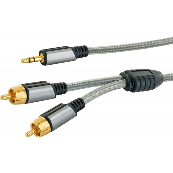 AINSTEIN 3.5 mm Klinke/Cinch Aux Adapterkabel 2,5m, Klinkenstecker > 2x Cinch Stecker