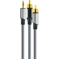 AINSTEIN 3.5 mm Klinke/Cinch Aux Adapterkabel 2,5m, Klinkenstecker > 2x Cinch Stecker