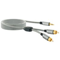 AINSTEIN 3.5 mm Klinke/Cinch Aux Adapterkabel 2,5m, Klinkenstecker > 2x Cinch Stecker