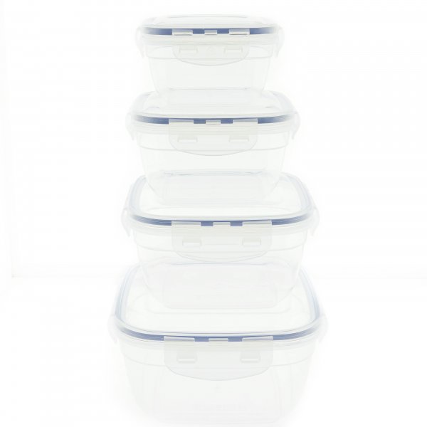 Frischhaltedosen mit Deckel, Vorratsdosen Set Kunststoff, 8 Teiliges Vorratsbehälter, Luftdicht, Eckig, Transparent