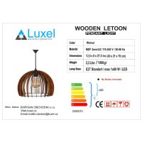 Luxel Avize Letoon AV19 Pendelleuchte Deckenleuchte E27 Innenraumleuchte Deckenlampe Pendellampe Walnuss