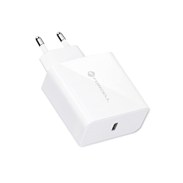 Forcell NETZ-Ladegerät mit USB Typ C - 3A 45W Anschluss mit PD und Quick Charge 4.0 Ladefunktion Weiß