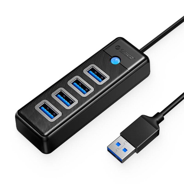 Orico PW4U-U3-015-BK-EP Hub Adapter USB auf 4x USB 3.0, 5 Gbps, mit 4 USB 3.0-Anschlüssen 0,15m Schwarz