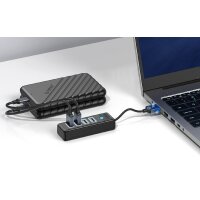 Orico PW4U-U3-015-BK-EP Hub Adapter USB auf 4x USB 3.0, 5 Gbps, mit 4 USB 3.0-Anschlüssen 0,15m Schwarz