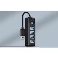 Orico PW4U-U3-015-BK-EP Hub Adapter USB auf 4x USB 3.0, 5 Gbps, mit 4 USB 3.0-Anschlüssen 0,15m Schwarz