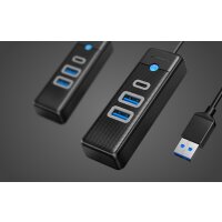 Orico PWC2U-U3-015-BK-EP Hub Adapter USB auf 2x USB 3.0 + USB-C, 5 Gbps, 0,15m Schwarz