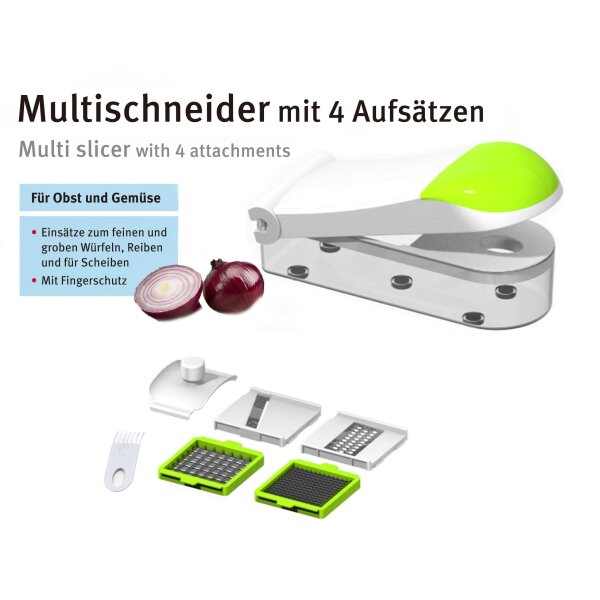 10in1 Multischneider Zerkleinerer Set mit 4 Aufsätze Fingerschutz Schneider