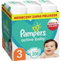 Pampers S3 Größe 3 Active Baby Monthly Box Windeln mit einer zusätzlichen "Schlaf"-Schicht 208 Stk.