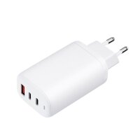 Forcell Reiseladegerät GaN 65W mit 2x USB Typ C Buchse, 1x USB A - 3A mit PD und Quick Charge 4.0 Funktion