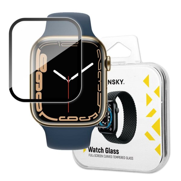 Wozinsky Schutzglas Full Glue kompatibel mit Apple Watch 7/8 (41mm) Schwarz