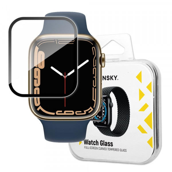 Wozinsky Schutzglas Full Glue kompatibel mit Apple Watch 7/8 (45mm) Schwarz