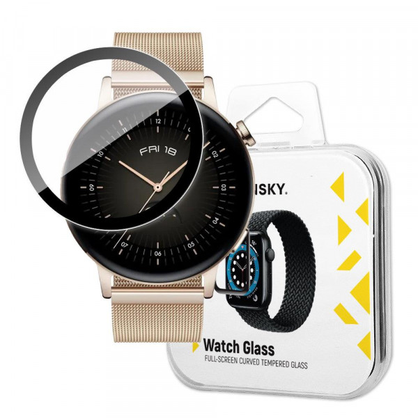 Schutzglas Full Glue kompatibel mit Huawei Watch GT 3 (42mm) Schwarz