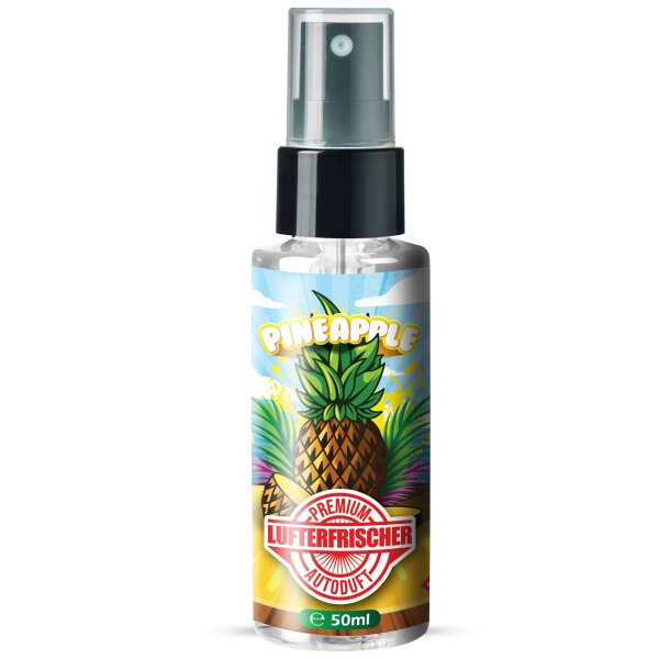 ShinyChiefs FLAVOUR BOMB Pineapple - Autoduft mit Ananas-Geruch - Premium Lufterfrischer für den Auto-Innenraum, neutralisiert unangenehme Gerüche im Auto, hochergiebig, Pumpsprühflasche, 50ml