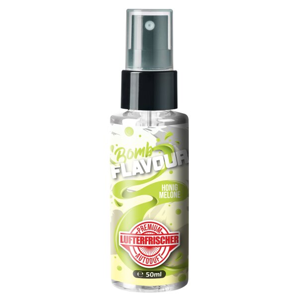 ShinyChiefs FLAVOUR BOMB Honigmelone - Autoduft mit HonigmeloneGeruch - Premium Lufterfrischer für den Auto-Innenraum, neutralisiert unangenehme Gerüche im Auto, hochergiebig, Pumpsprühflasche, 50ml