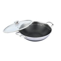 Wok Topf 32cm Edelstahl Wabenstruktur Ø32cm...