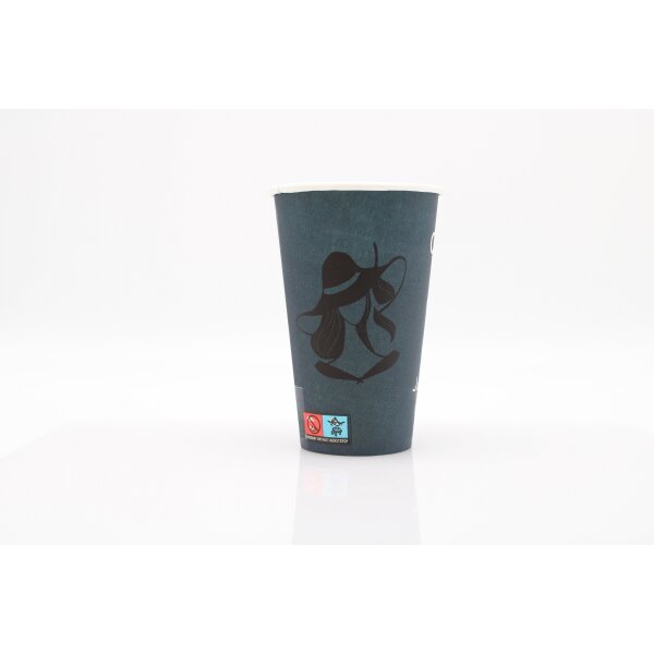 Kaffeebecher Blue Lady Papierbecher PE beschichtet 10 oz / 300ml Blau