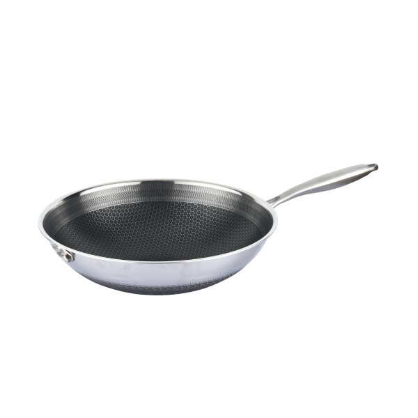 Wok Pfanne Edelstahl Wabenstruktur Ø32cm Induktion Anti Haft Kratzfest