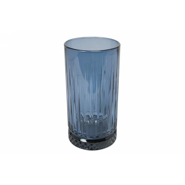 Pasabahce 520015 Longdrink Glas im Retro-Design und Kristall-Look, für Cocktail, Saft, Wasser, Drinks, Schwerer Highball,445 ml, 4 Stück blau