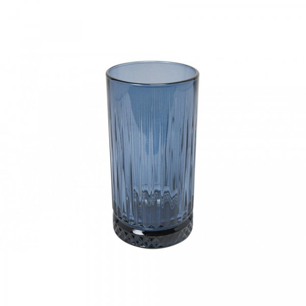 Pasabahce 520015 Longdrink Glas im Retro-Design und Kristall-Look, für Cocktail, Saft, Wasser, Drinks, Schwerer Highball,445 ml, 4 Stück blau