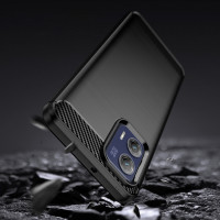 Carbon Case kompatibel mit Motorola Moto G73 5G flexible Silikon Carbon Hülle schwarz