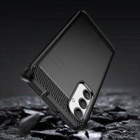 Carbon Case kompatibel mit Samsung Galaxy A24 4G flexible Silikon Carbon Hülle schwarz