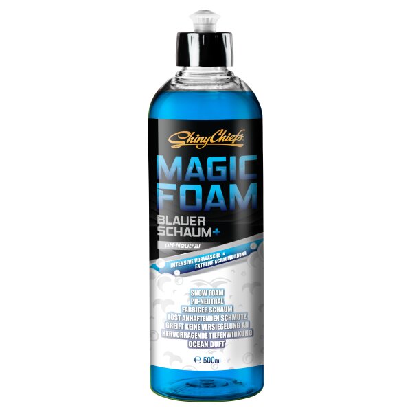 MAGIC FOAM BLAU SCHAUM - farbiges Autoshampoo zur intensiven Vorwäsche - Foam Cleaner Auto mit starker Reinigungskraft - lackschonender Schaumreiniger, pH-neutral mit tollem Duft, 500ml