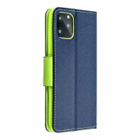 Buch Tasche "Fancy" kompatibel mit SAMSUNG GALAXY A34 5G Handy Hülle Brieftasche mit Standfunktion, Kartenfach Blau-Grün