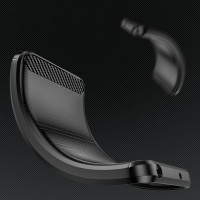 Carbon Case kompatibel mit Motorola Moto G13 flexible Silikon-Carbon-Hülle schwarz