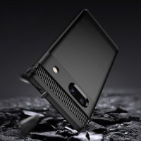 Carbon Case kompatibel mit Motorola Moto G53 flexible Silikon-Carbon-Hülle schwarz