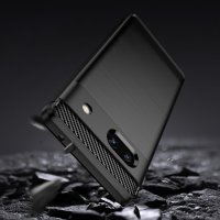 Carbon Case kompatibel mit Motorola Moto E13 flexible Silikon-Carbon-Hülle schwarz