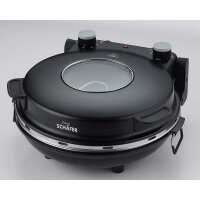 Schäfer Pizzamaker 32cm mit Zubehör Express Pizzaofen 1200W Keramiksteinplatte 360-400ºC (schwarz)