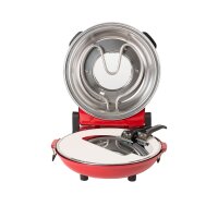 Schäfer Pizzamaker 32cm mit Zubehör Express Pizzaofen 1200W Keramiksteinplatte 360-400ºC (rot)