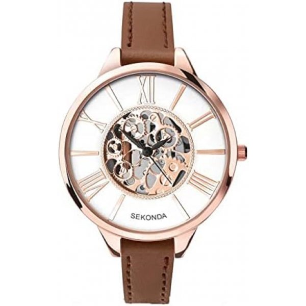 Sekonda - Damen -Armbanduhr 2315.27 Analog Quartz Uhr Strap Ladies Jewellery Skeleton braun
