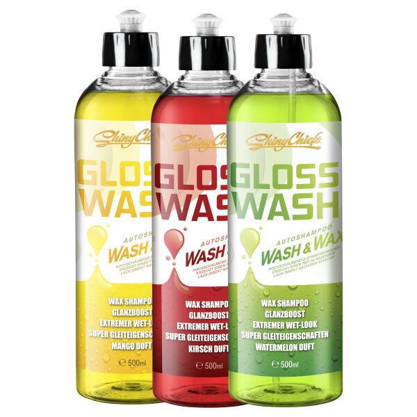 3er Pack ShinyChiefs GLOSSWASH SHAMPOO KIT - WASH & WAX (3x500ml)