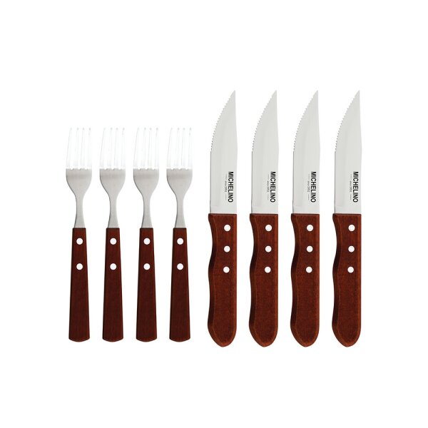 Michelino 8-tlg. Jumbo Steakbesteck Set Besteckset Gabel Messer Steakmesser für 4 Personen