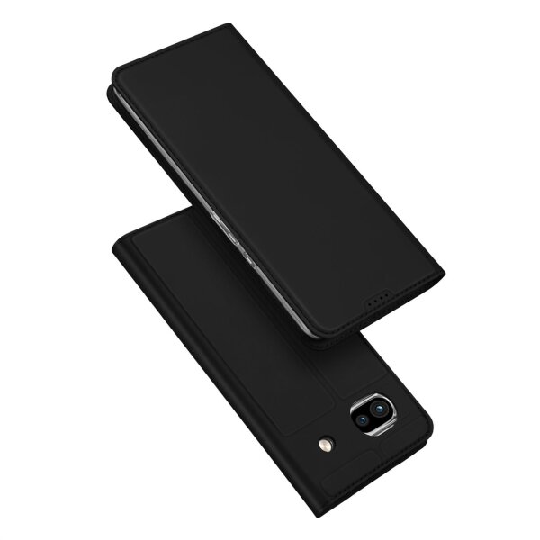 Skin Pro Hülle kompatibel mit Google Pixel 7a Flip Card Wallet Stand Schwarz