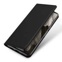 Skin Pro Hülle kompatibel mit Google Pixel 7a Flip Card Wallet Stand Schwarz